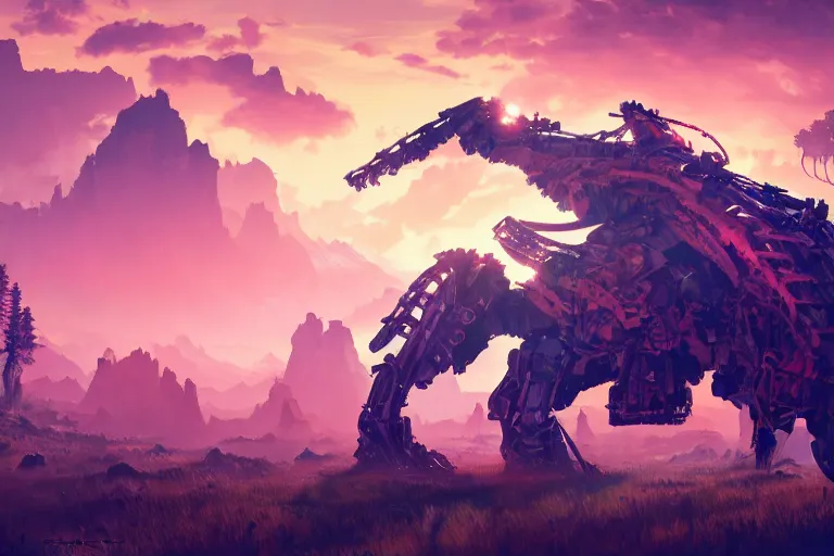 Image similar to sawtooth machine creature robot of horizon forbidden west horizon zero dawn radiating a glowing aura global illumination ray tracing hdr fanart arstation by ian pesty and alena aenami artworks in 4 k