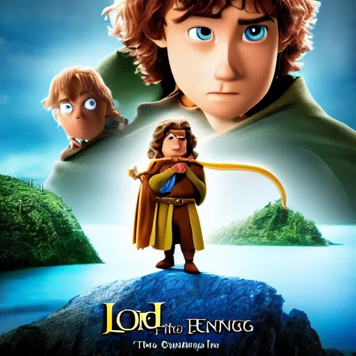 Image similar to the main promotional poster for the pixar remake of lord of the rings : return of the king. animated in 4 k with presto animation software.