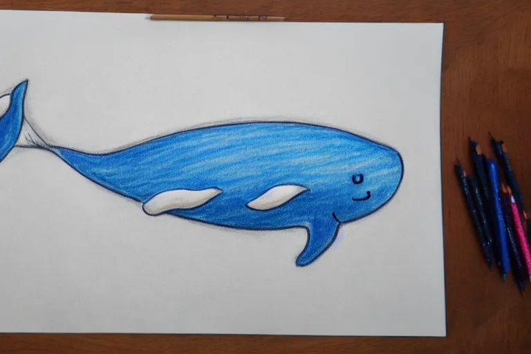 Prompt: anime drawing of a cute whale checking her email