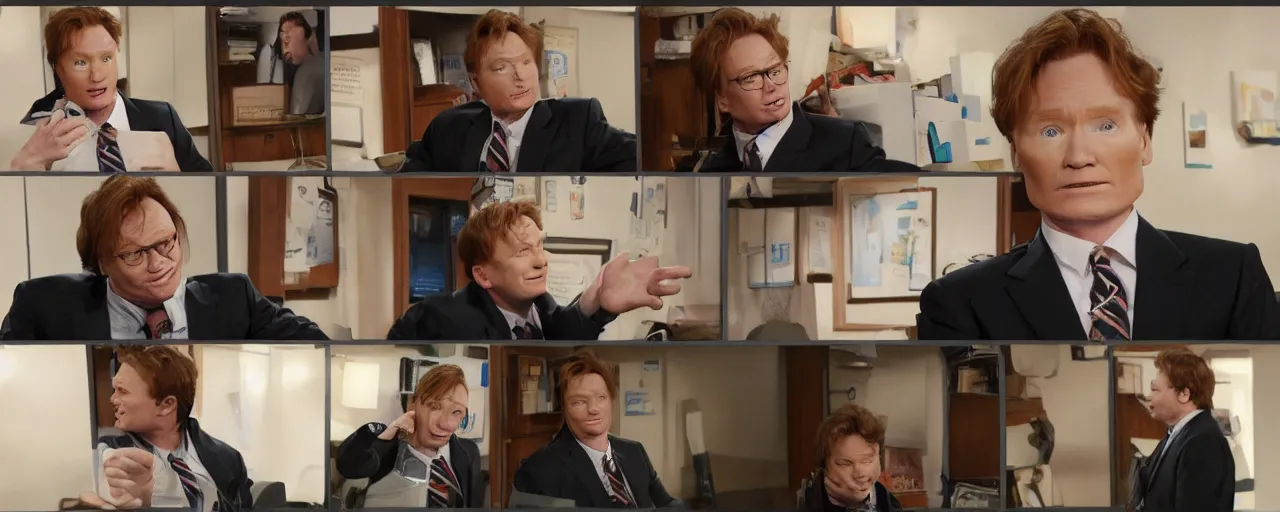 Prompt: conan obrien in the office season 2, trending on artstation