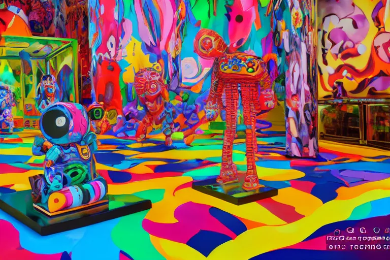 Image similar to one cartoon psychedelic sculpture toy on display