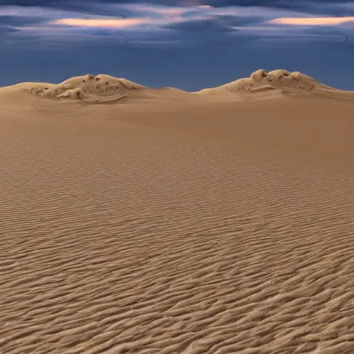 Image similar to dune sandworm with the face of Joe Biden; sand dunes in background, photorealistic, realism
