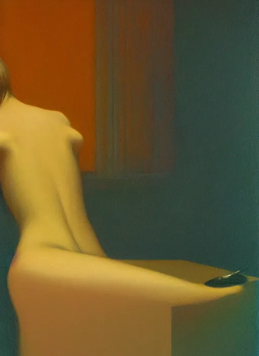 Image similar to Scintillating Scotomata, Edward Hopper and James Gilleard, Zdzislaw Beksinski, Mark Ryden, Wolfgang Lettl highly detailed, hints of Yayoi Kasuma, Odilon Redon. Drexler