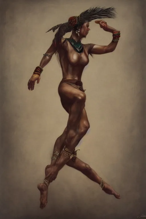 Prompt: portrait of a tribal fusion dancer in the style of roberto ferri and tom bagshaw