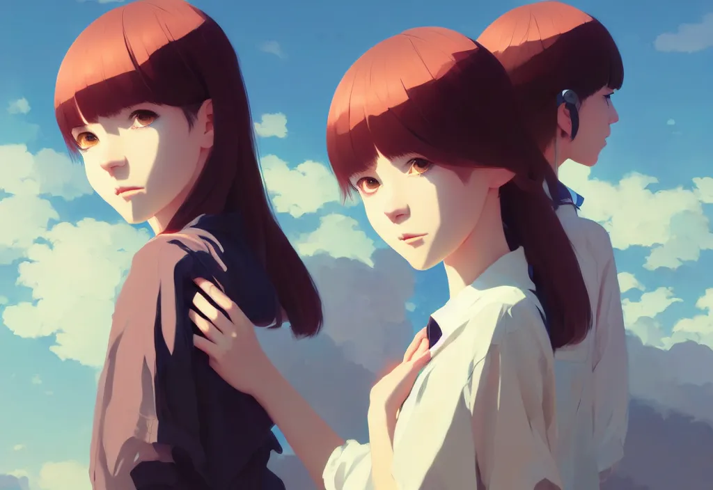 Prompt: portrait of a girl by ilya kuvshinov, cloudy sky background lush landscape illustration concept art anime key visual trending pixiv fanbox by wlop and greg rutkowski and makoto shinkai and studio ghibli