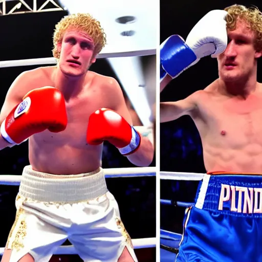 Image similar to valdimir putin boxing logan paul in the ring