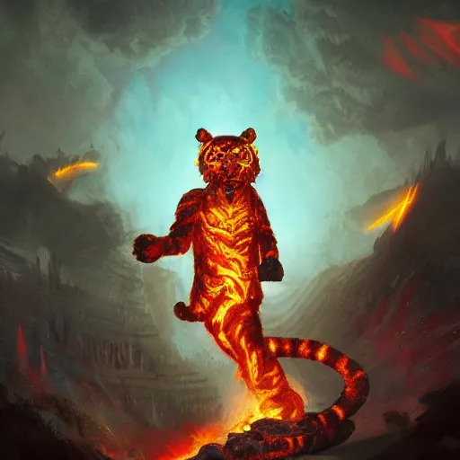 Prompt: tiger made of smoke, ettin, lava and fire flying in the sky ; cat flying in the sky ; panther flying in the sky ; humans being devoured ; aliens, robotic machines, gods, bio - mechanical intelligences, glitch creatures, dmt entity ; lsd art, trending on artstation, style greg rutkowski