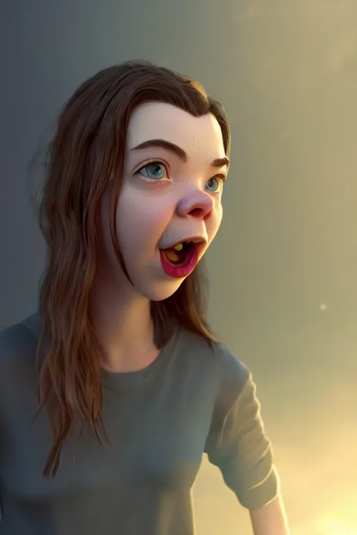 Prompt: anya taylor joy silly selfie showing a tongue, pixar, volumetric lighting, epic composition, hyper detailed, ultra realistic, sharp focus, octane render, volumetric, ray tracing, artstation trending, cgsociety, sense of awe, 4 k