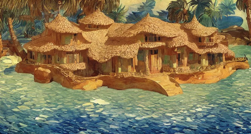 Image similar to house made of seashells, by moebius, joaquin sorolla, in the style of zelda windwaker