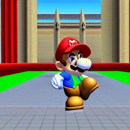 Image similar to winston churchhill in mario 6 4, game screenshot