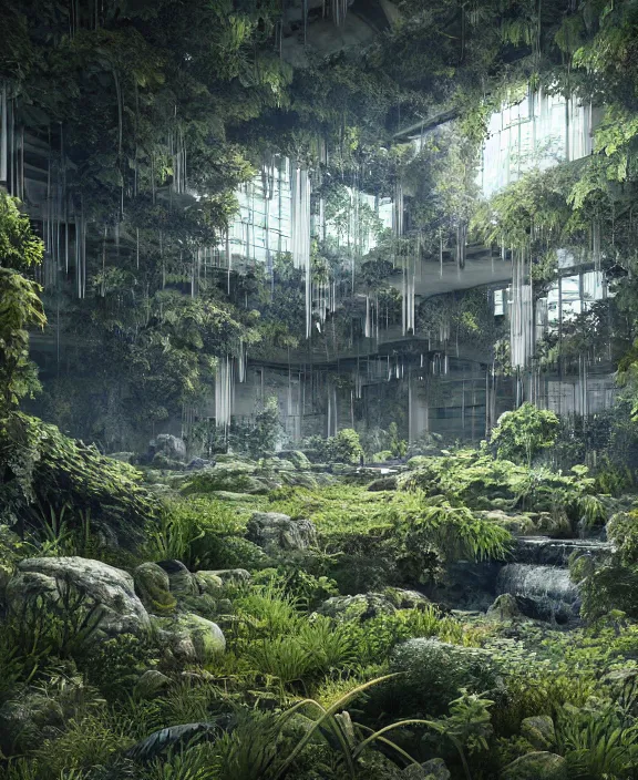 Prompt: intricate transparent clear see - through image of forge, lush botany, brutalism environment, ultra realistic, concept art, psychedelic, photorealistic, octane render, 8 k, unreal engine. art by nori inoguchi and sam kaplan and zachary goulko and christopher marley