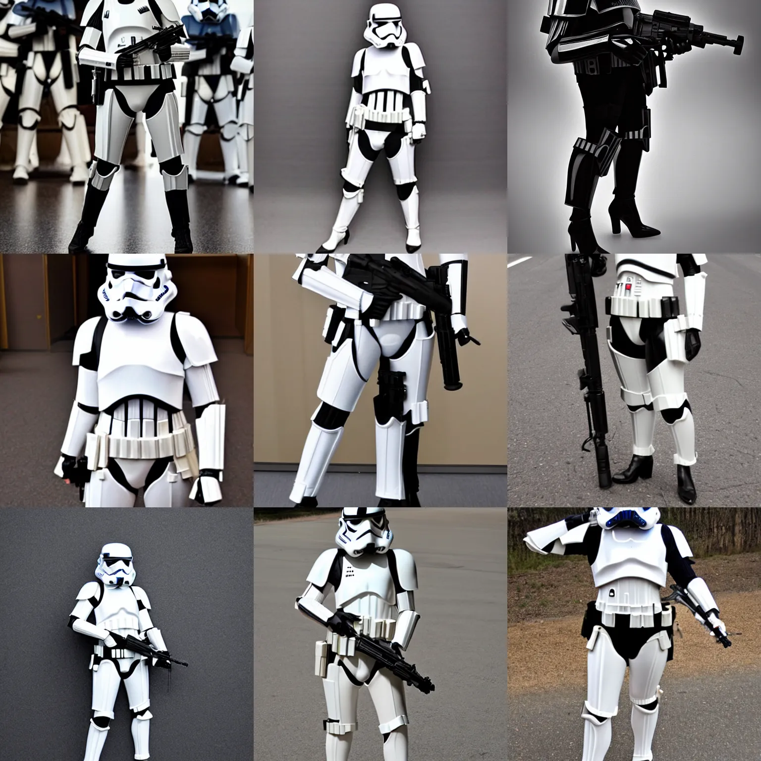 Prompt: female stormtrooper posing for camera in high heels