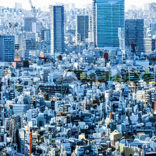 Prompt: beautiful anime cityscape in Tokyo, Japan, daylight, blue sky