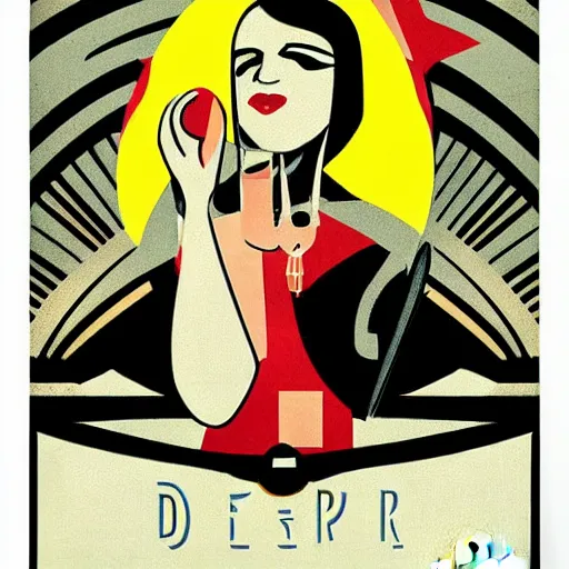 Prompt: dork person in art deco style, poster