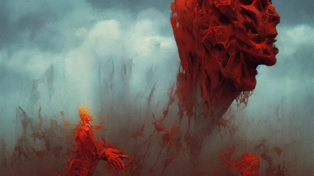 Image similar to digital art by Zdzisław Beksiński , Ruan Jia, Rudolf Béres, James Zapata, Jamey Jones,