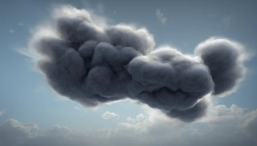 Image similar to Volumetric Puffy Cloud, Photorealistic Rendering, Octane, Redshift, Volumetric Light, Subsurface Scattering, 4k, Hyperrealistic, Hyperdetailed, Smooth Gradients, Particle Simulation