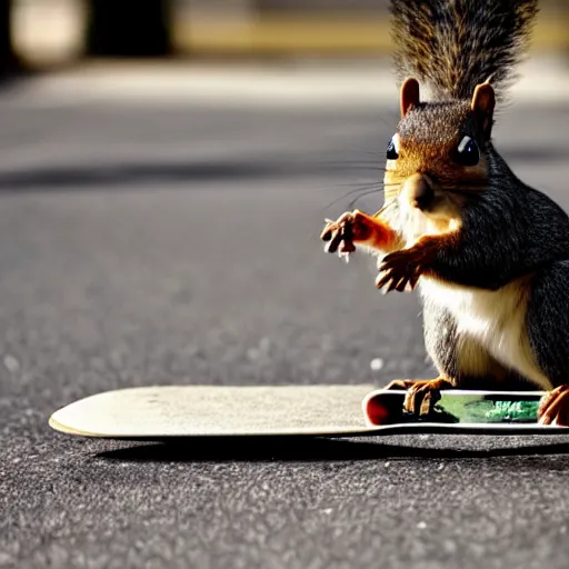 Image similar to a photo of a squirrel on a skateboard