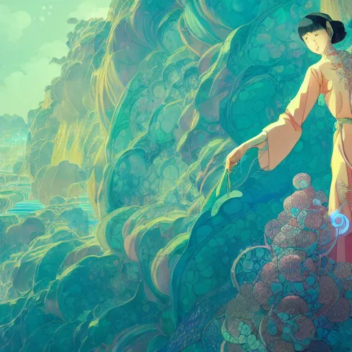 Image similar to a beautiful hyperdetailed character design 4 k wallpaper illustration of cyan dragon victo ngai, from china, style of studio ghibli, makoto shinkai, raphael lacoste, louis comfort tiffany, artgerm, xision, james jean, ross tran, chinese style