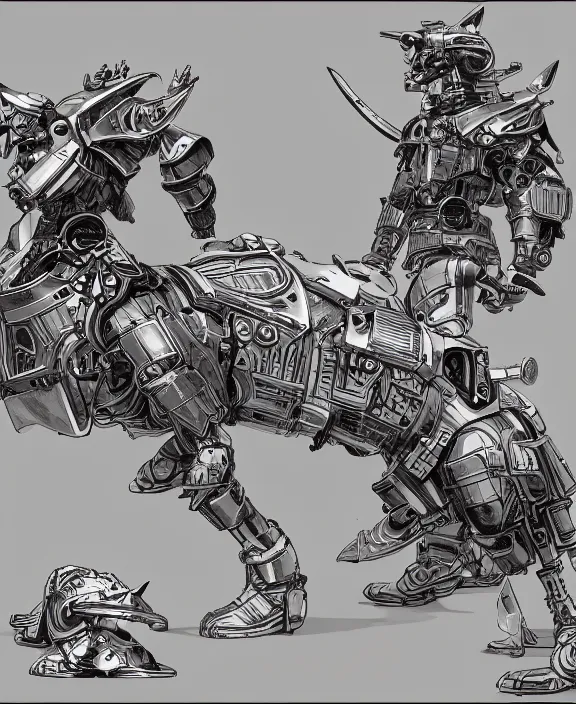 Prompt: a detailed manga style illustration of an armoured cyborg corgi dog, by moebius and stephan martiniere, 4 k resolution, detailed, unreal engine, octane render, trending on artstation