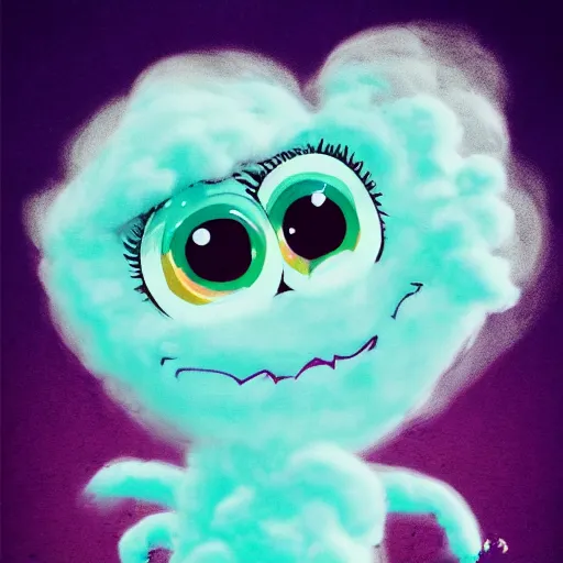 Image similar to cute cotton candy monster