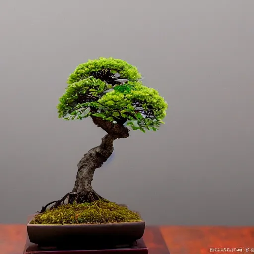 Prompt: photo of a kokedama momiji bonsai, plant, beautiful, high detail, bright, cinematic,