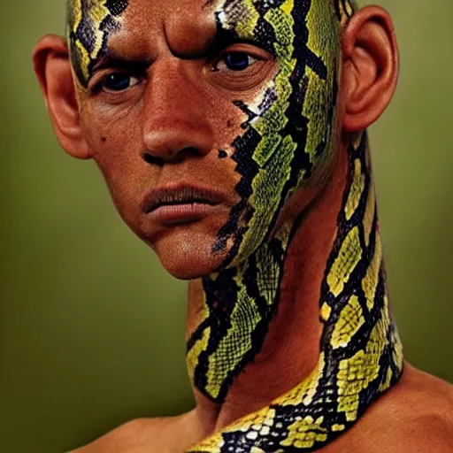 Prompt: snake human hybrid, bold natural colors, national geographic photography, masterpiece, full shot