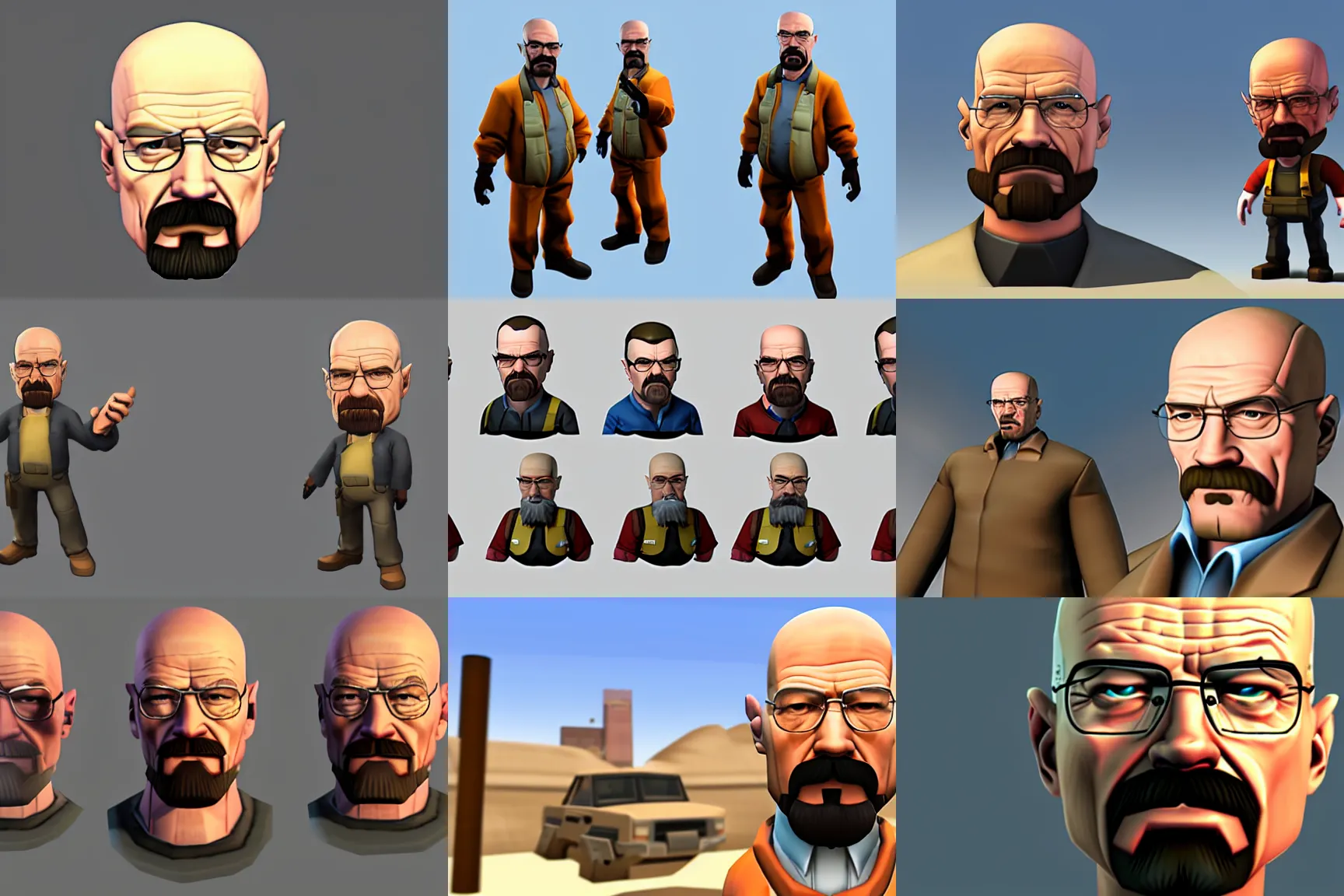 Prompt: walter white team fortress 2 model