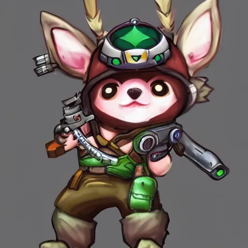 Prompt: teemo as an overwatch character, highly detailed, streets of kings row