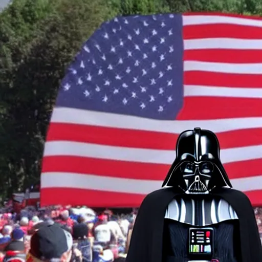 Prompt: darth vader at a maga rally