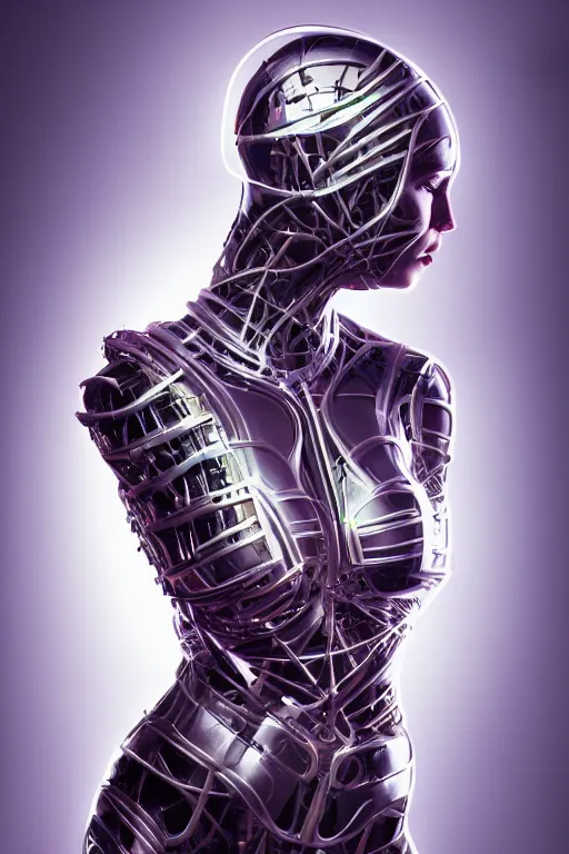 Image similar to portrait of a girl with a biomechanic scale armor and neon light by Igor Morski, dramatic lighting, highly detailed, trending on artstation