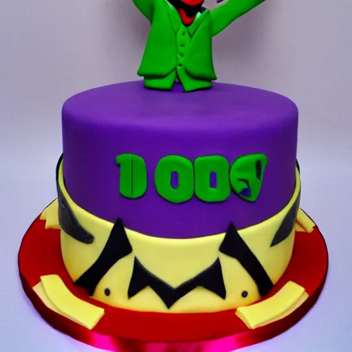 Image similar to a birthday cake in the shape of the joker