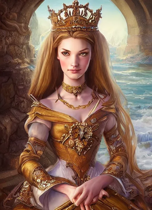 Image similar to digital painting of royal princess girl by filipe pagliuso and justin gerard symmetric fantasy highly detailed realistic intricate port