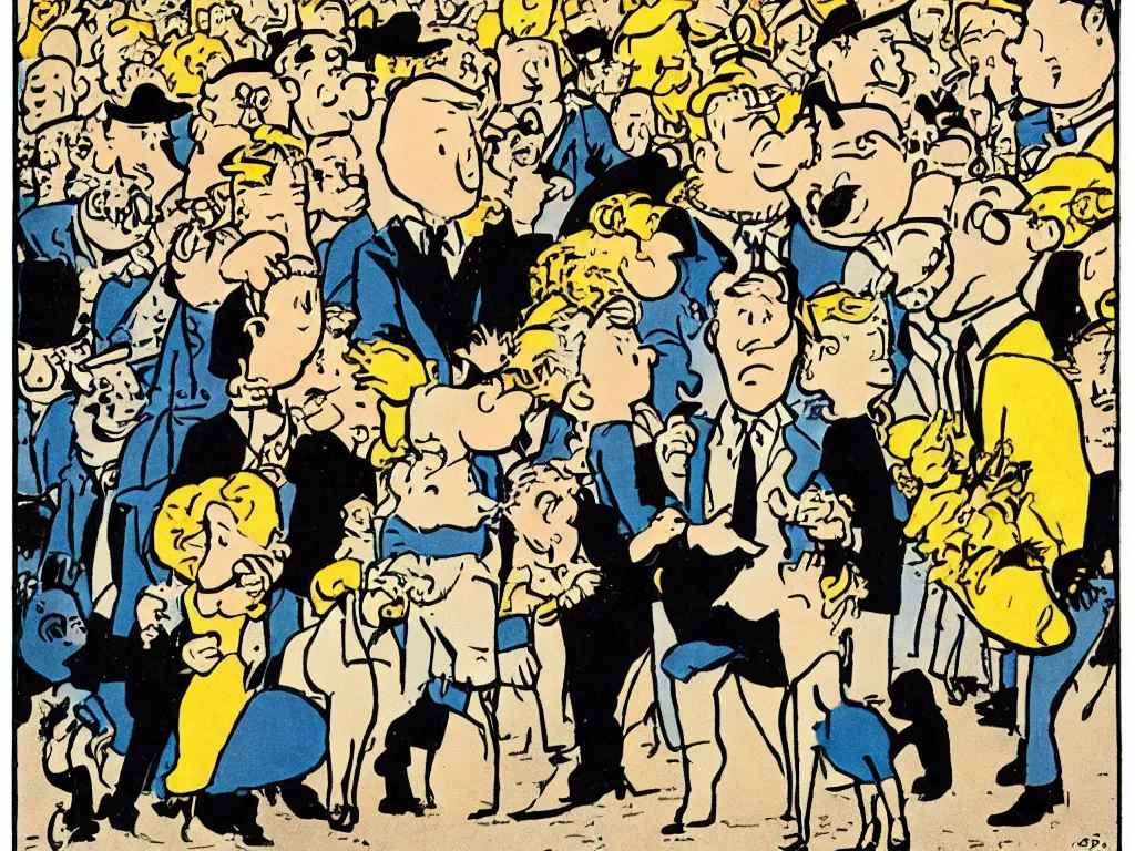 Prompt: Tin Tin original illustration by Hergé: Tin Tin gets married