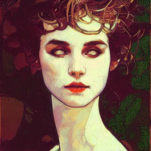 Image similar to mandelbulb portrait of a beautiful woman by gil elvgen, greg manchess, mucha, liepke, apollonia saintclair