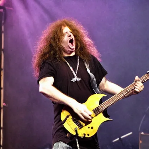 Prompt: Cat dave mustain singing for megadeath