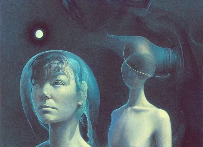 Prompt: portrait of Bjork, science fiction, Edward Hopper and James Gilleard, Zdzislaw Beksinski highly detailed