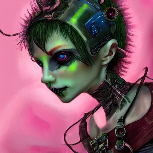 Prompt: eco punk, goblin girl goth, fantasy art, high detail, 4k