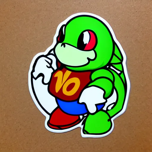 Image similar to symmetrical die cut sticker, yoshi from yoshi's island