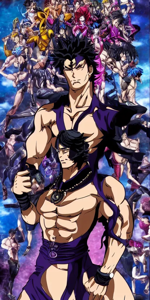 Image similar to Van Darkholme in JoJo's bizarre adventure anime style