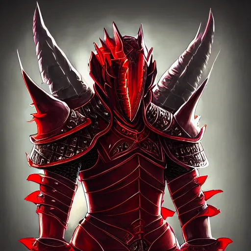 Image similar to videogame painting of an elegant red draconic - plate armor artstation, rpg, digital art, isometric, dark background, dark souls, the witcher 3, runescape, skyrim, final - fantasy, diablo - 3