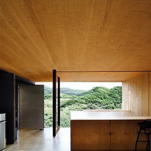 Prompt: “extravagant luxury modern kitchen, interior design, natural materials, modern rustic, by Tadao Ando and Koichi Takada and Hasimoto Yukio”