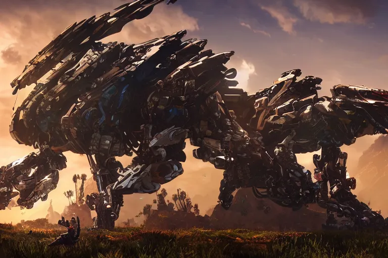 Image similar to glinthawk machine mecha animal beast robot of horizon forbidden west horizon zero dawn bioluminiscence global illumination ray tracing hdr fanart arstation by sung choi and eric pfeiffer and gabriel garza and casper konefal