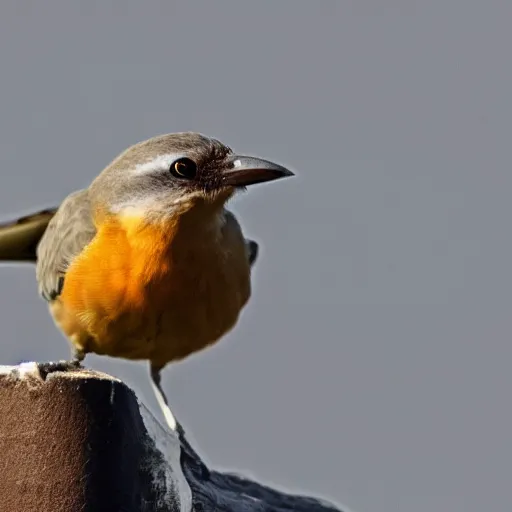 Prompt: photograph of a bird with its face right next to the camera