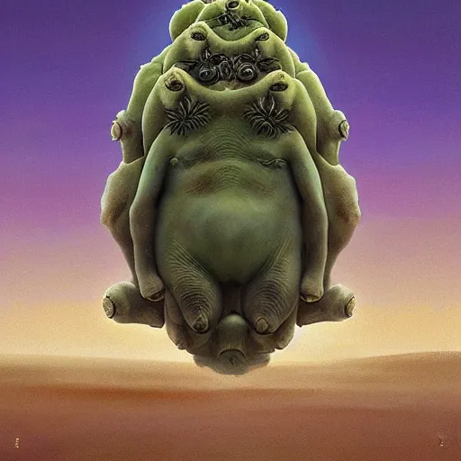 Prompt: fractal tardigrade!!! terror and horror painting tardigrade!!! descending onto an alcoholic earth, by greg rutkowski and studio ghibli, inspired by zdzisław beksinski, cinematic, atmospheric, dramatic colors, dawn.