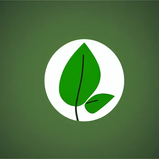 Prompt: one green leaf logo of a app simple back background digital art, minimal iphone app icon