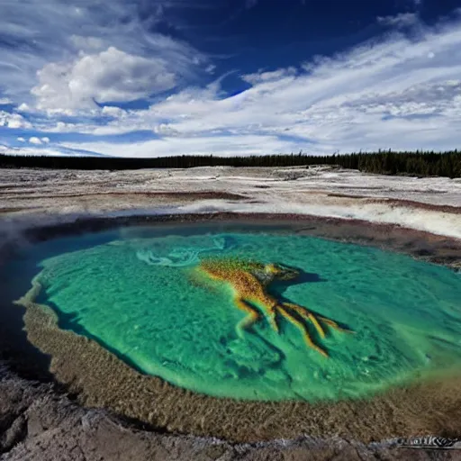 Prompt: Cthulhu emerging from yellowstone