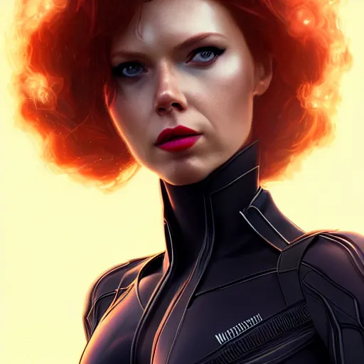 Image similar to Ava Adams as black widow, au naturel, hyper detailed, digital art, trending in artstation, cinematic lighting, studio quality, smooth render, unreal engine 5 rendered, octane rendered, art style by klimt and nixeu and ian sprigger and wlop and krenz cushart