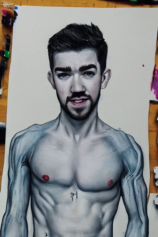 Prompt: Sean McLoughlin, Jacksepticeye, Irish Youtuber, solo portrait, body builder gigachad 🎨🖌️