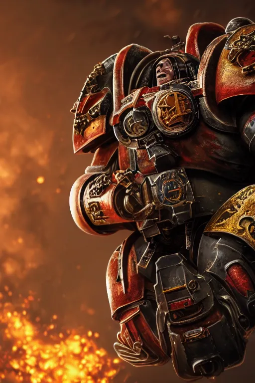 Prompt: a portrait of a space marine, warhammer 4 0 k setting, dynamic pose, close - up, intricate details, intricately detailed clothing, intricate textures, warm lighting, vivid colors, smoke and mist, realistic octane render, hyper realistic render, volumetric shading, depth of field, raytracing, 8 k,