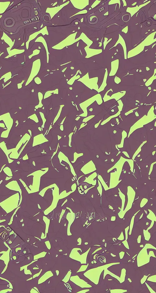 Image similar to vector pattern with Samus Aran from Metroid, Metroids, vector illustration, simple muted colors, dark, black OLED background, minimalism, simple, subtle, understated, symmetry, symmetrical, looping, artstation, DeviantArt